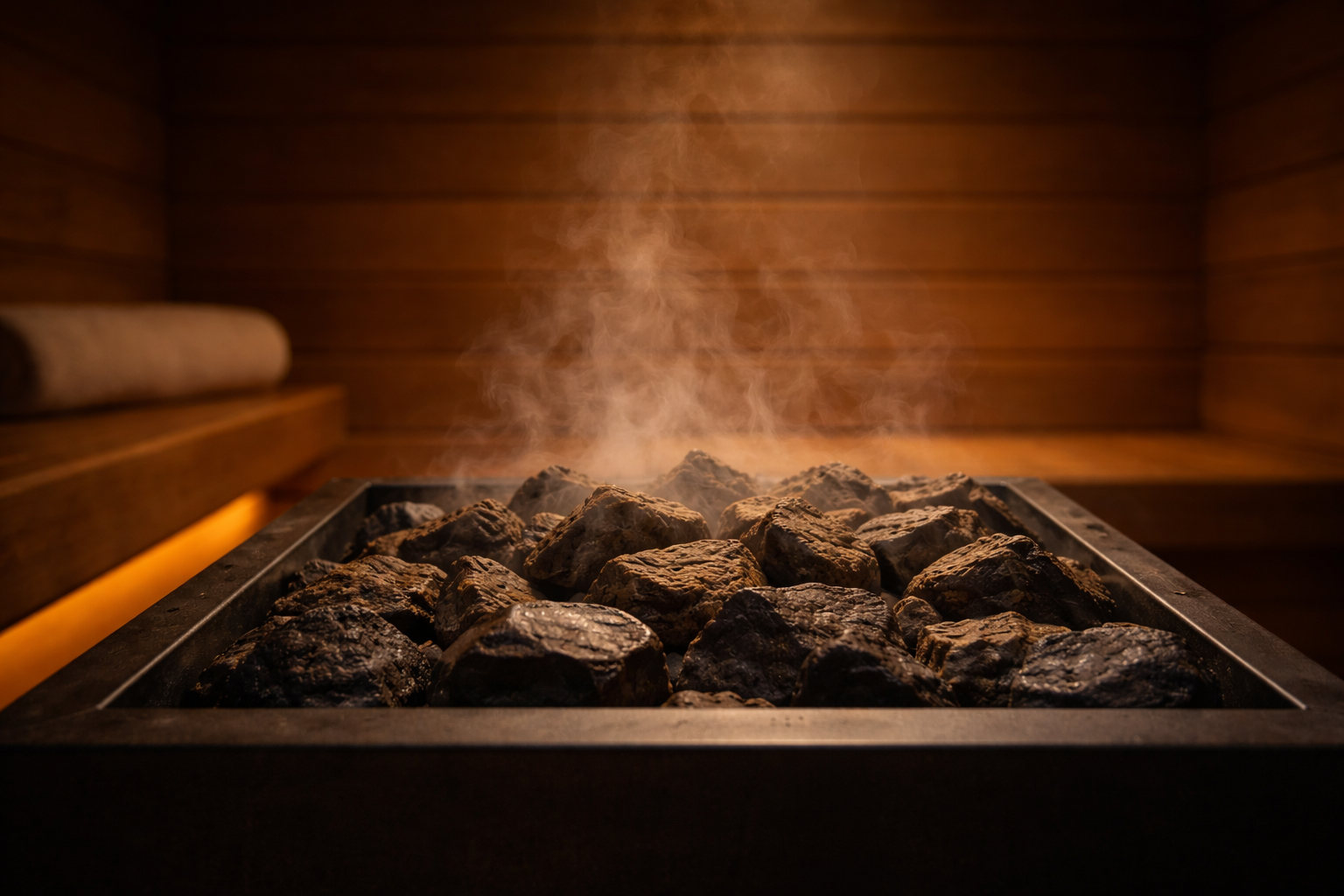 Intérieur de sauna avec vapeur