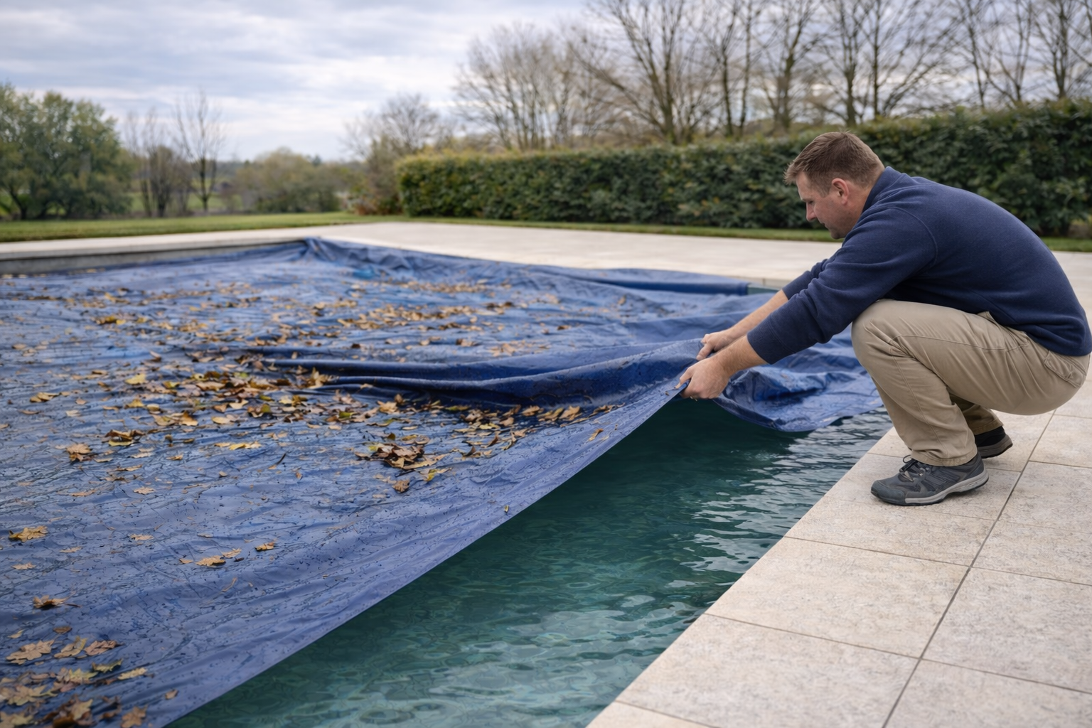 Outdoor pool in spring
